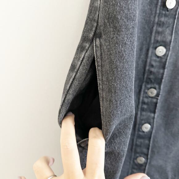 LEVI'S Tuli Denim Front Button Jumper Mini Dress Washed Black Small S - Picture 6 of 10